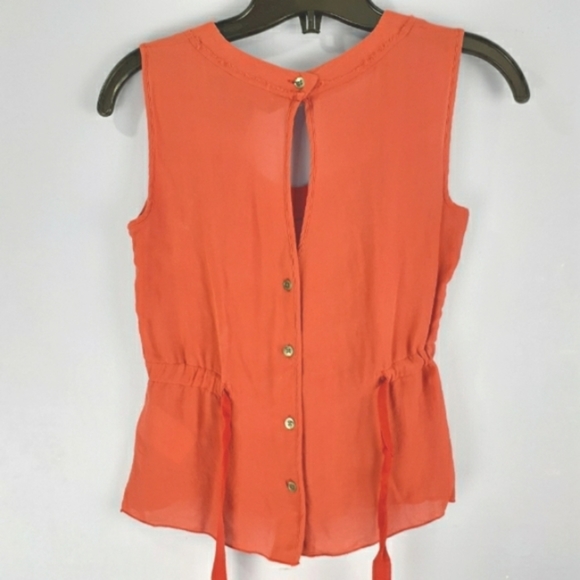 🌈SILK BANANA REPUBLIC PLEATED PEPLUM TANK BLOUSE XS - Picture 2 of 5